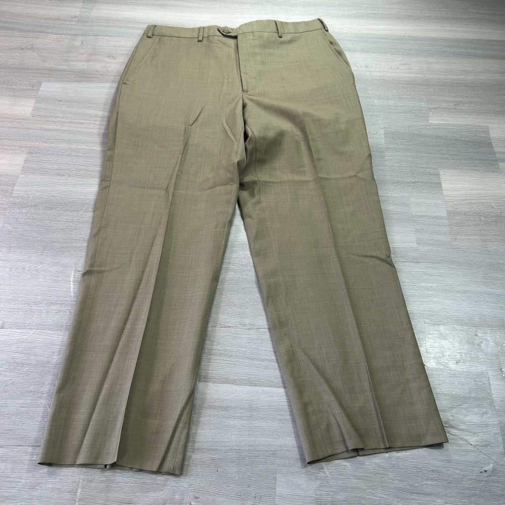 Santorelli Luxury Serge Pants Mens 36x29 Beige Wool Dress Slacks Italy